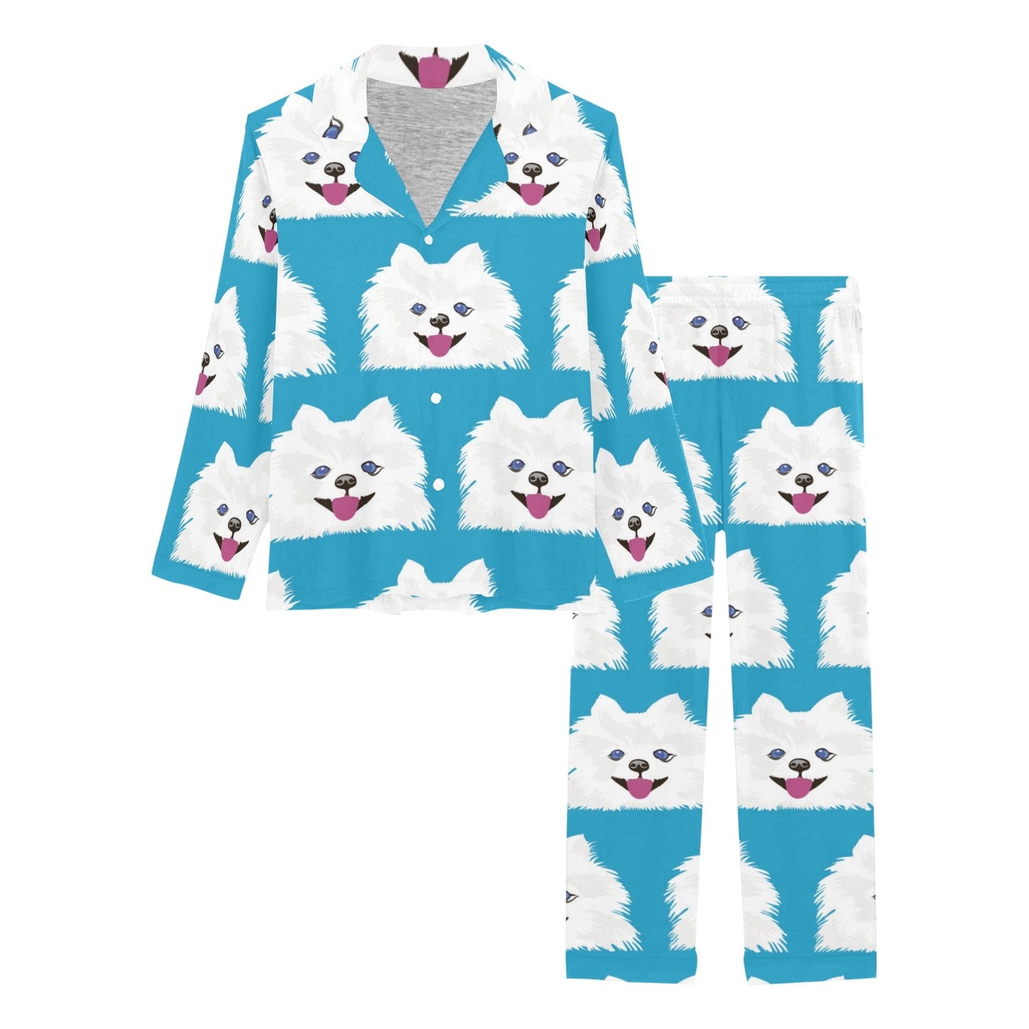 Pomeranians Pattern Print Design A05 Women's Long Pajama Set