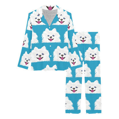 Pomeranians Pattern Print Design A05 Women's Long Pajama Set