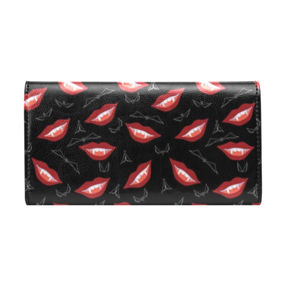 Vampire Lips Print Design LKS301 Women's Trifold Wallet
