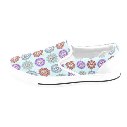 Third Eye Print Design LKS302 White Slip Ons Canvas Women's Shoes