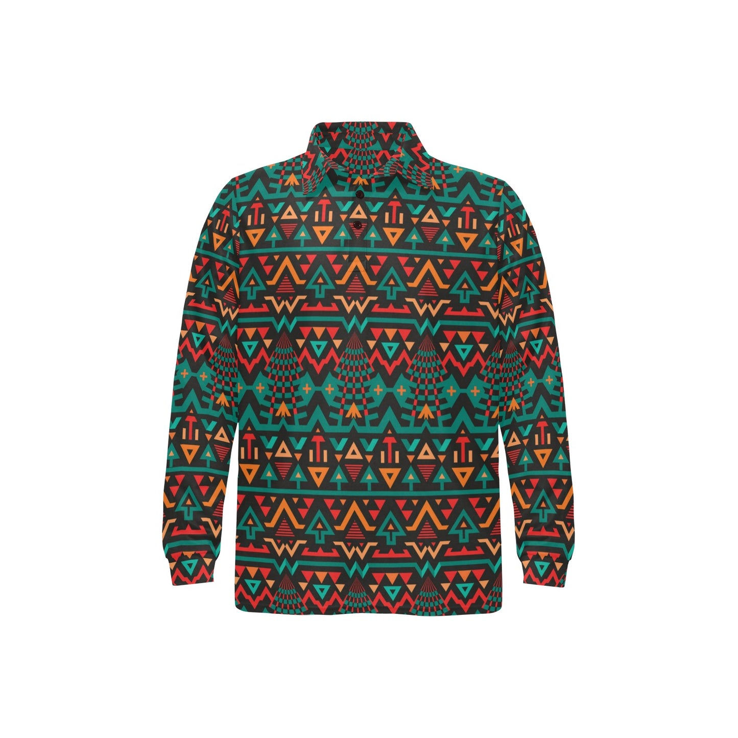 Aztec Pattern Print Design 04 Long Sleeve Polo Shirt For Men's