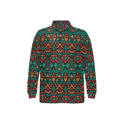 Aztec Pattern Print Design 04 Long Sleeve Polo Shirt For Men's