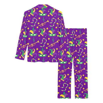 Mardi Gras Pattern Print Design 06 Women's Long Pajama Set
