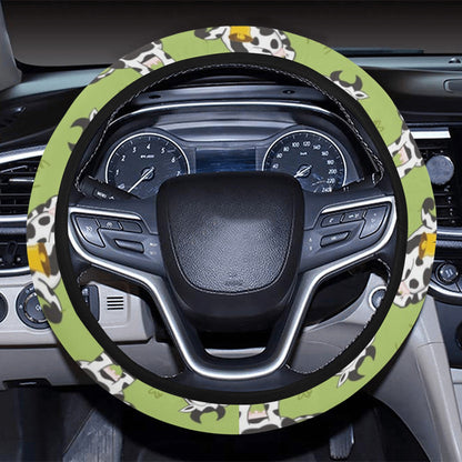 Cattle Print Design LKS401 Steering Wheel Cover with Elastic Edge
