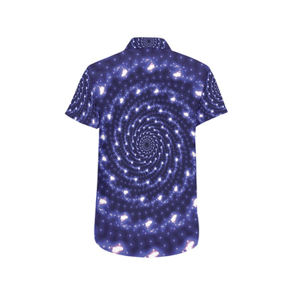 Vortex Print Design LKS305 Men Short Sleeve Button Up Shirt