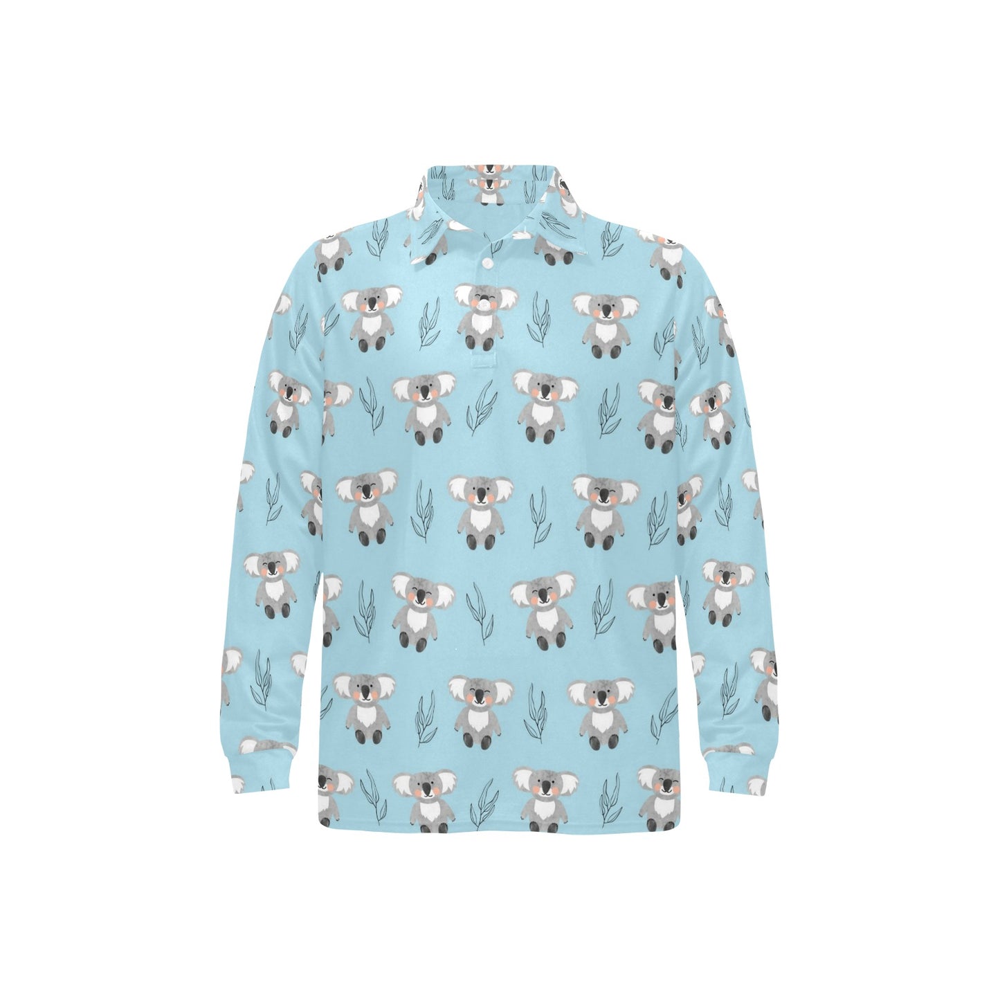 Koala Pattern Print Design 01 Long Sleeve Polo Shirt For Men's