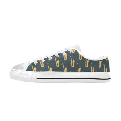 Saxophone Print Design LKS401 Women's White Low Top Shoes