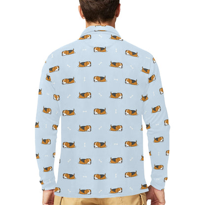 Beagle Pattern Print Design 06 Long Sleeve Polo Shirt For Men's