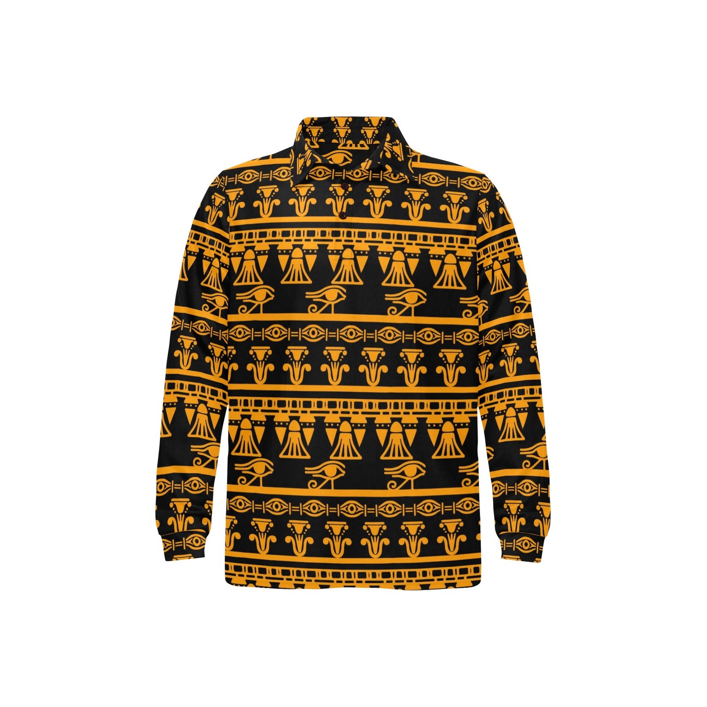 Eye of Horus Tribal Egypt Pattern Long Sleeve Polo Shirt For Men's