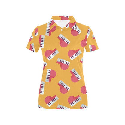 Piano Pattern Print Design 02 Women's Polo Shirt