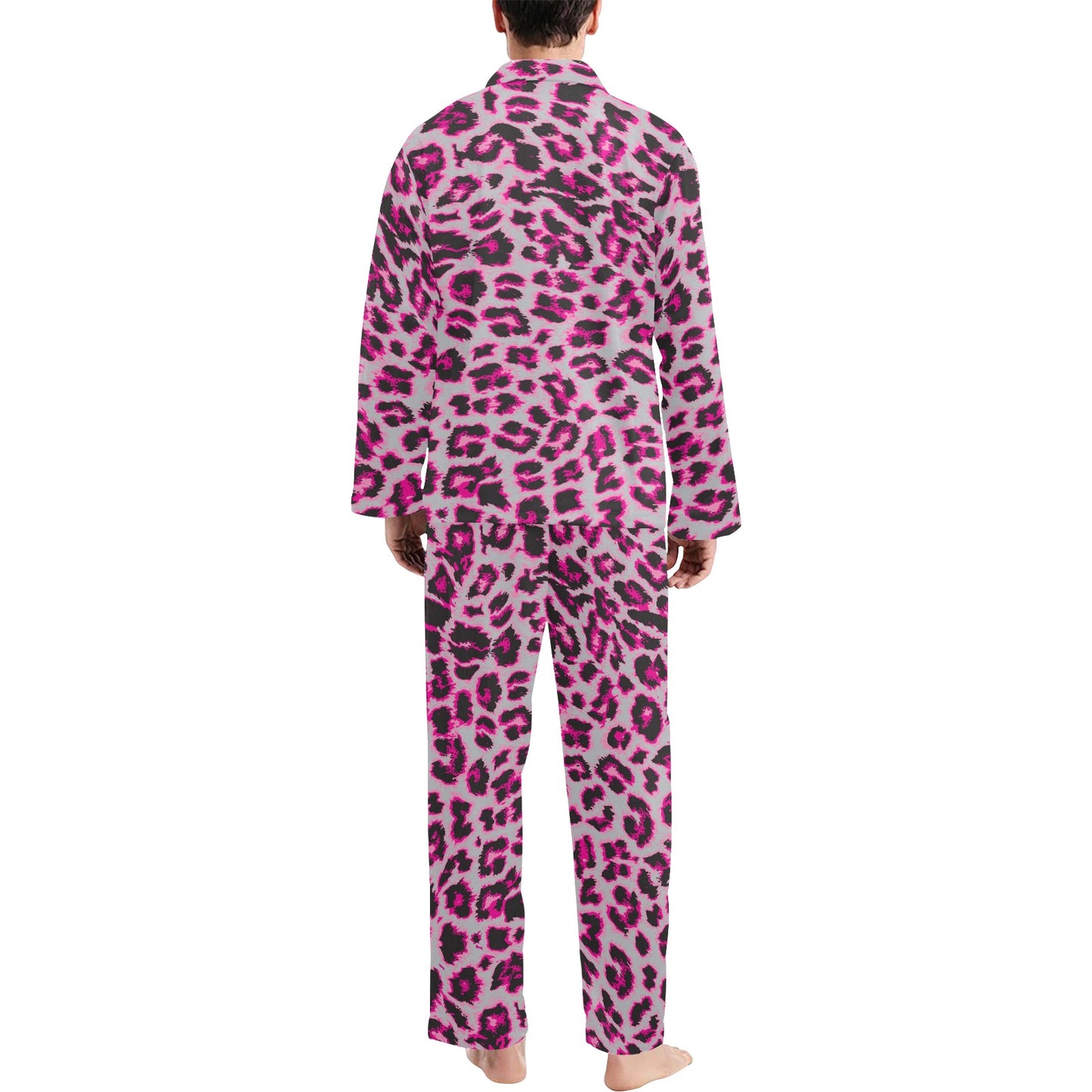 Leopard Pattern Print Design 02 Men's Long Pajama Set