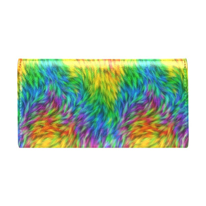Rainbow Fur Design Print Women's Trifold Wallet