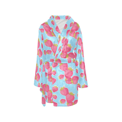 Strawberry Pattern Print Design SB04 Women's Fleece Robe