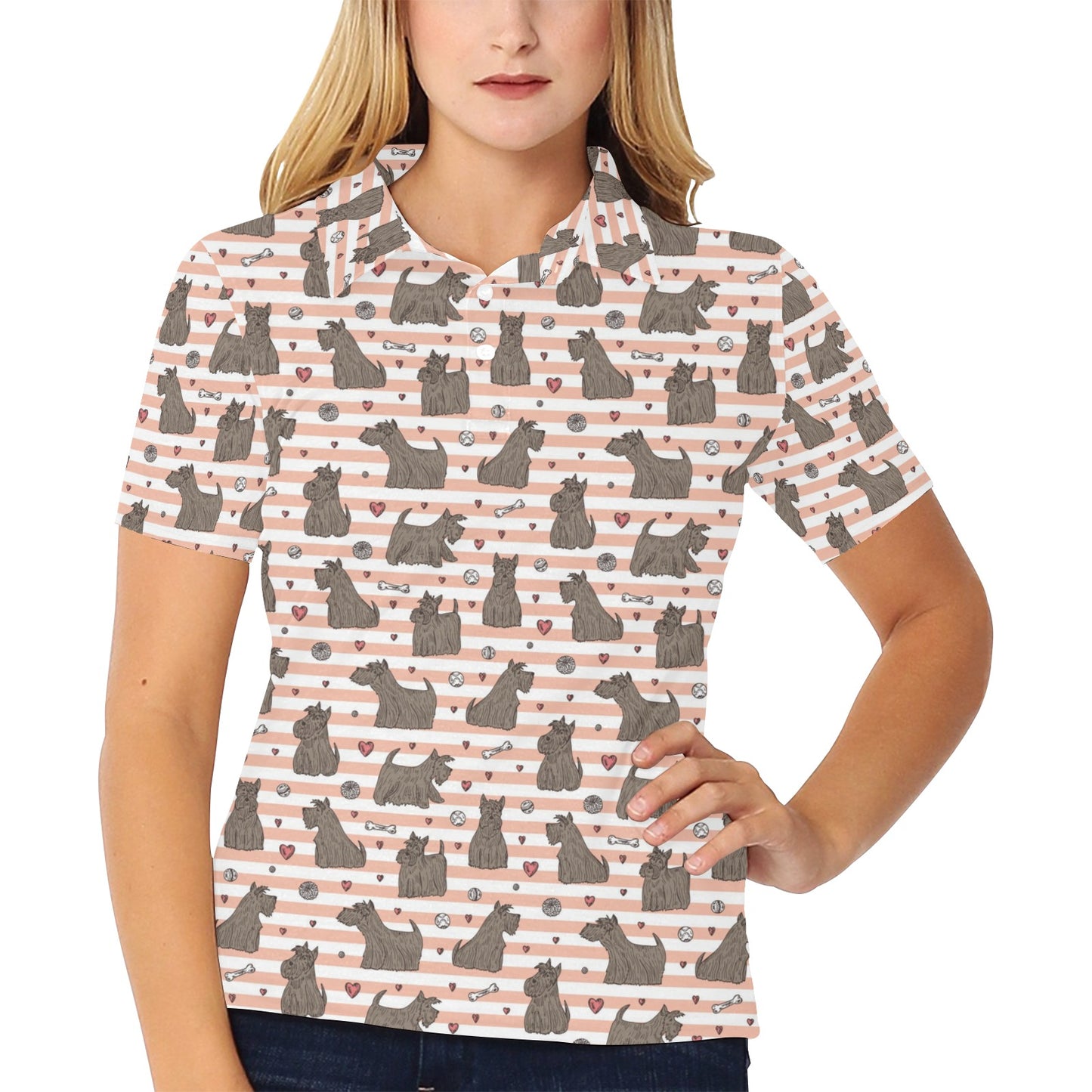 Scottish Terriers Print Design LKS3016 Women's Polo Shirt