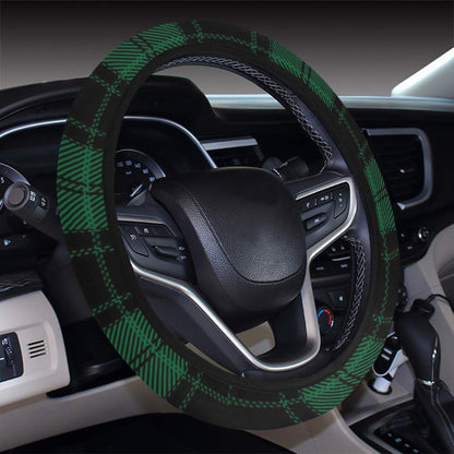 Tartan Green Print Design LKS302 Steering Wheel Cover with Elastic Edge