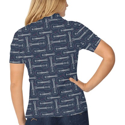 Ukulele Print Design LKS401 Women's Polo Shirt