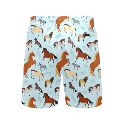 Horse Cute Themed Pattern Print Men's Swim Trunks Beach Shorts