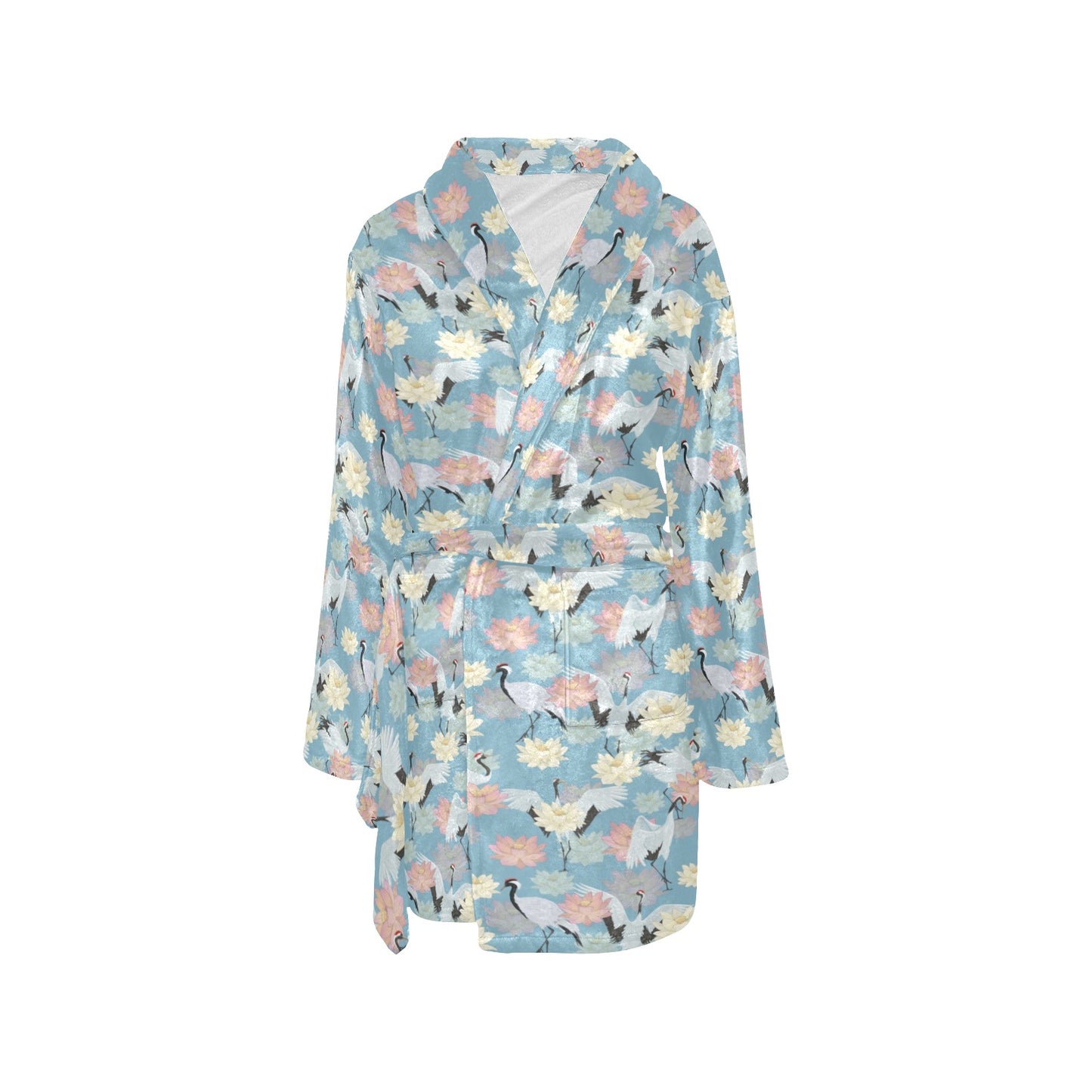 Water Lily Print Design LKS304 Women's Fleece Robe