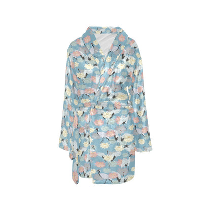 Water Lily Print Design LKS304 Women's Fleece Robe