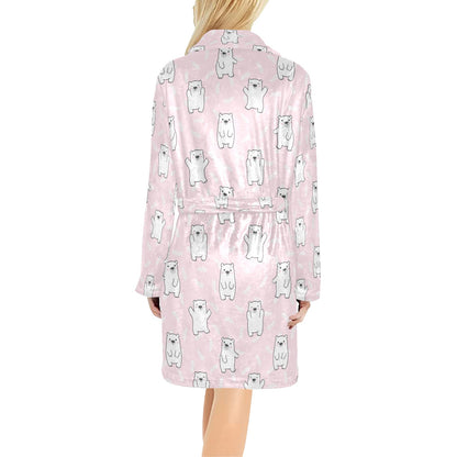 Polar Bear Pattern Print Design PB09 Women's Fleece Robe