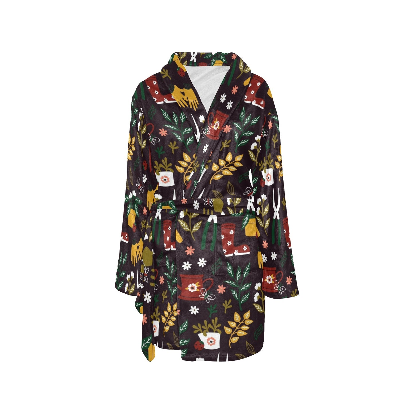 Gardening Pattern Print Design G05 Women's Fleece Robe