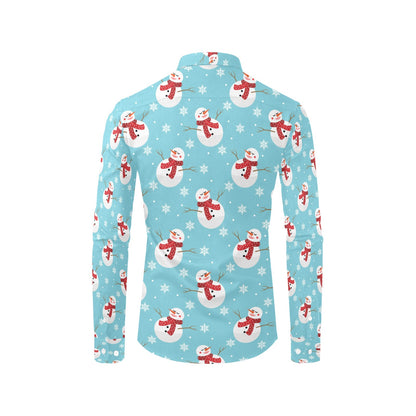 Snowman Print Design LKS304 Men's Long Sleeve Dress Shirt