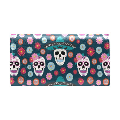Sugar Skull Print Design LKS308 Women's Trifold Wallet