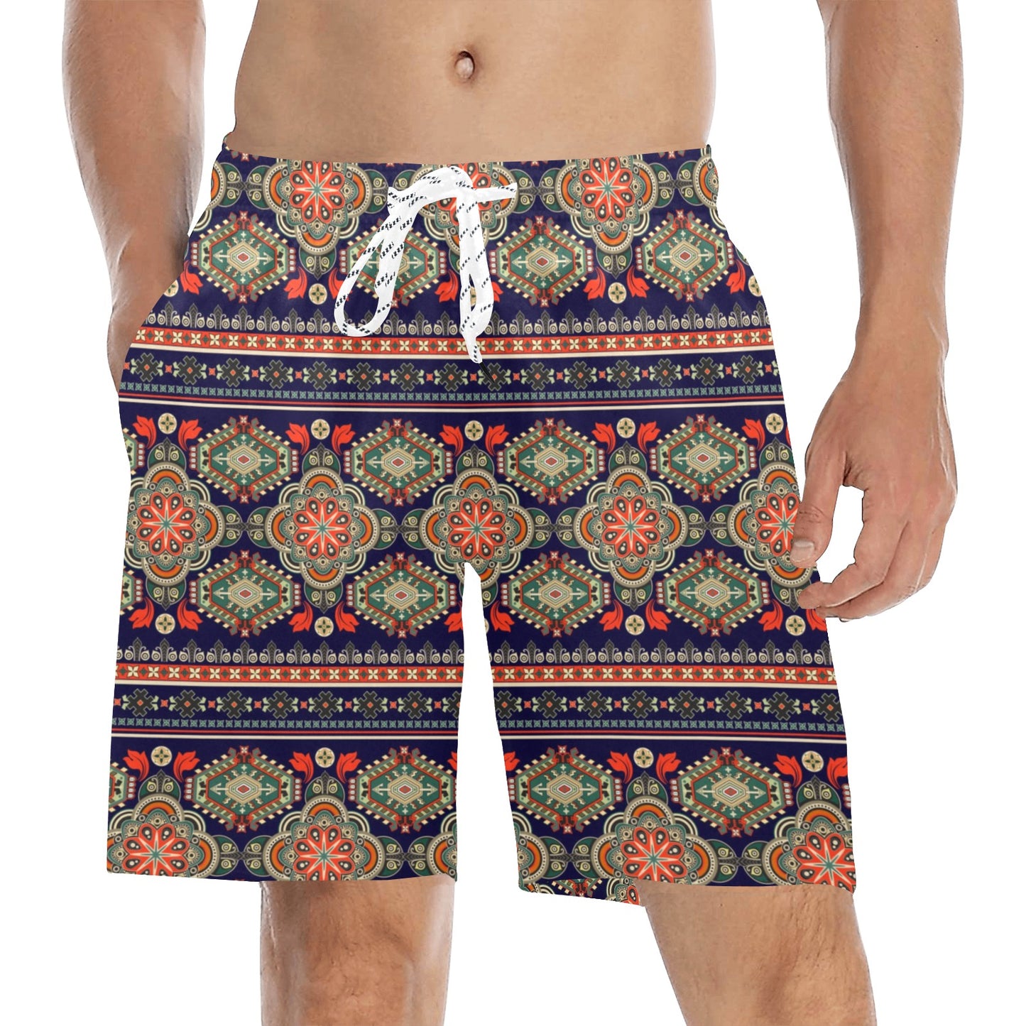 Ethnic Geometric Print Pattern Men's Swim Trunks Beach Shorts