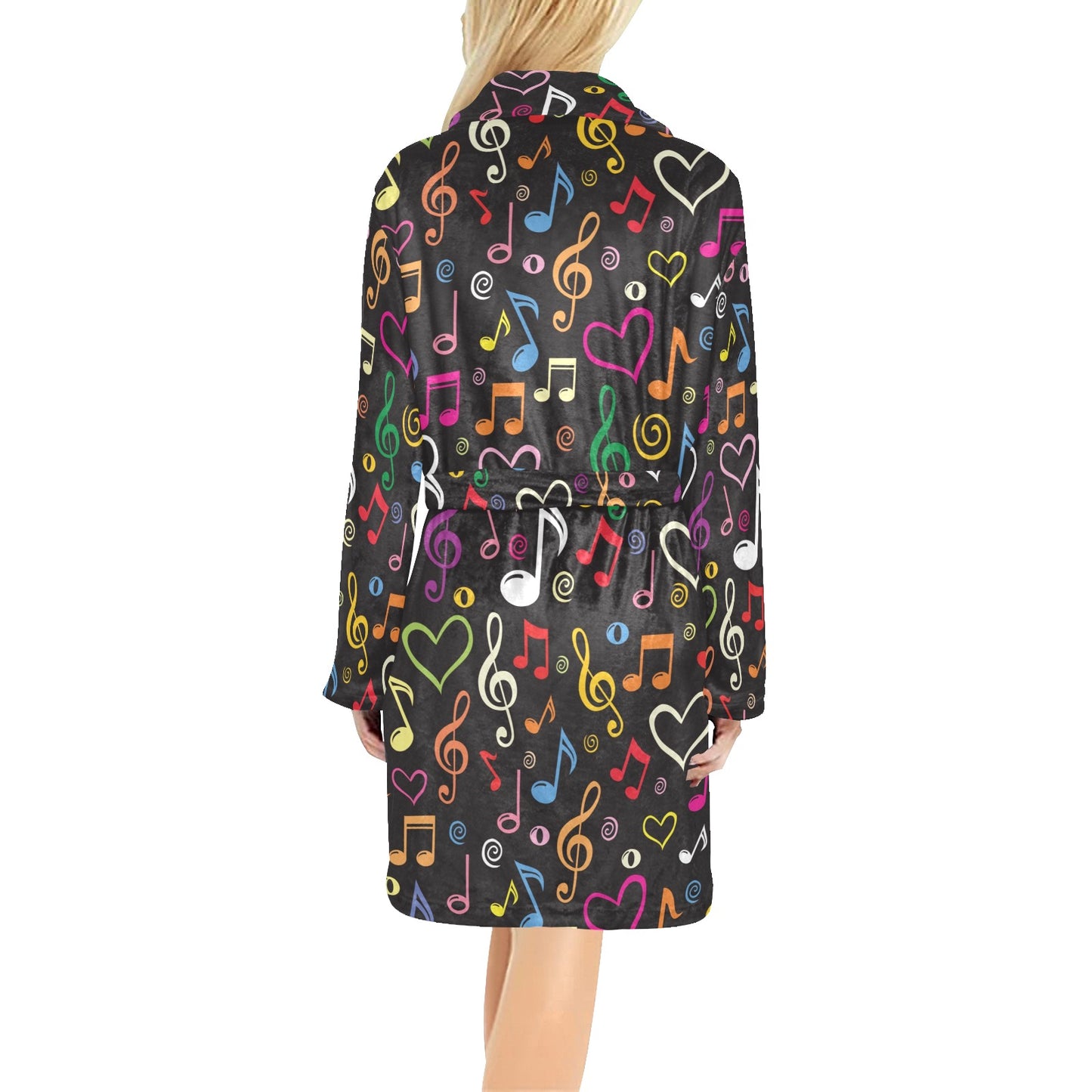 Music note Pattern Print Design A01 Women's Fleece Robe