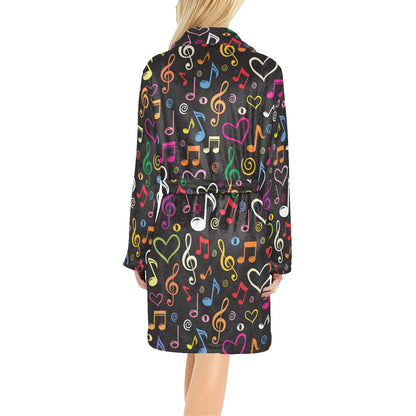 Music note Pattern Print Design A01 Women's Fleece Robe