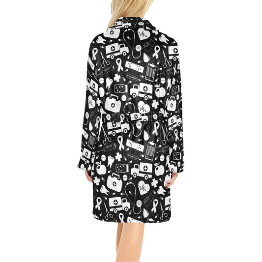 Medical Pattern Print Design 01 Women's Fleece Robe