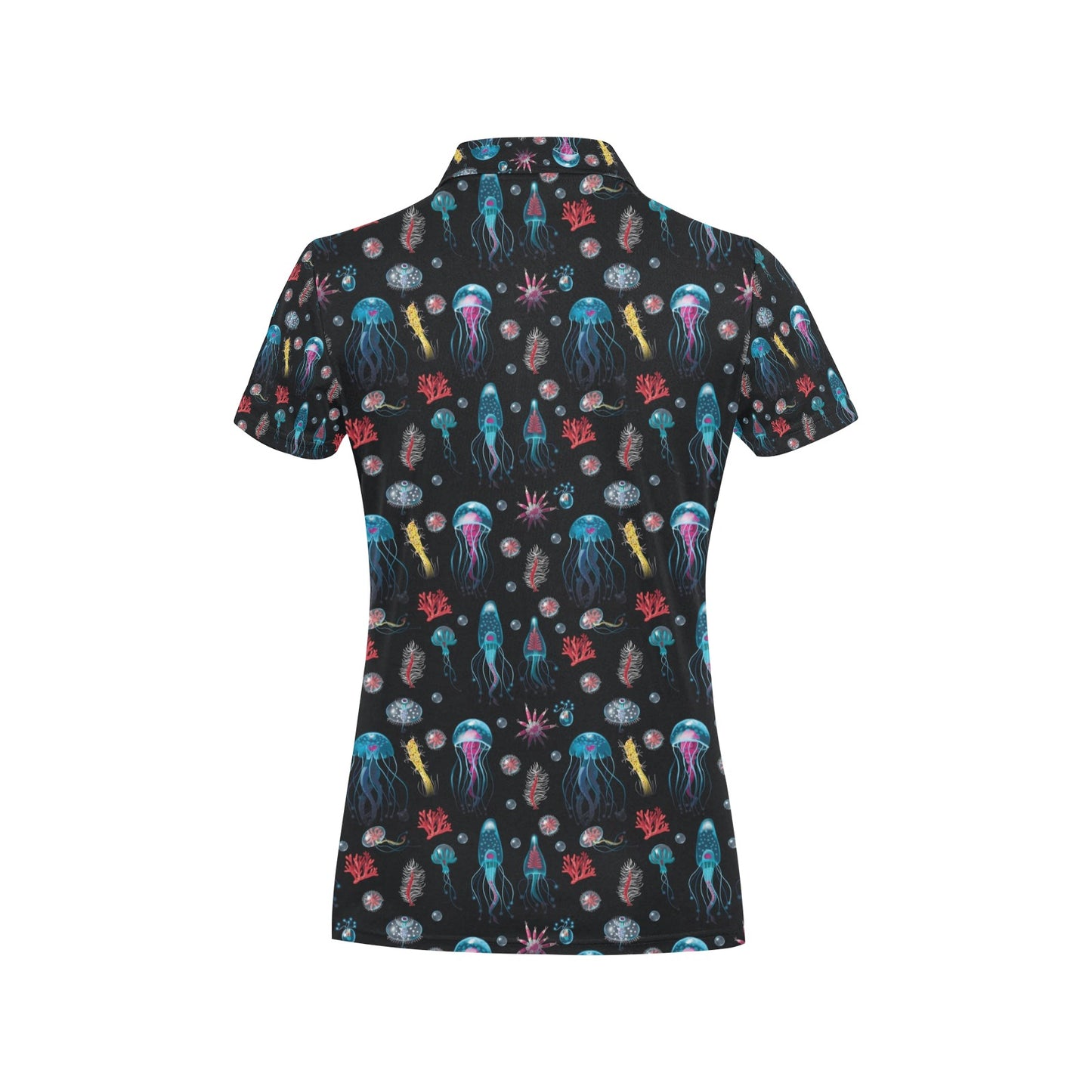 Jellyfish Underwater Print Women's Polo Shirt