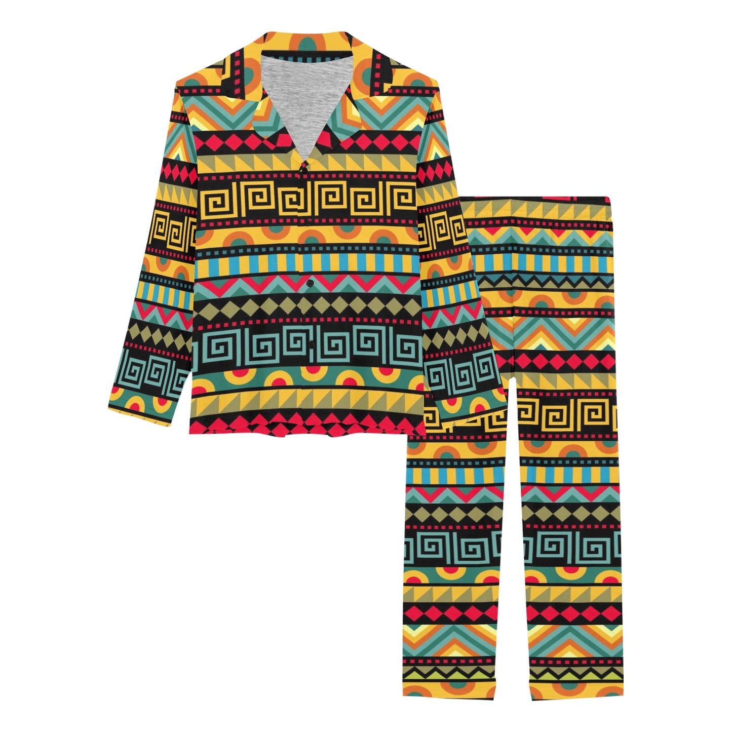 African Pattern Print Design 03 Women's Long Pajama Set