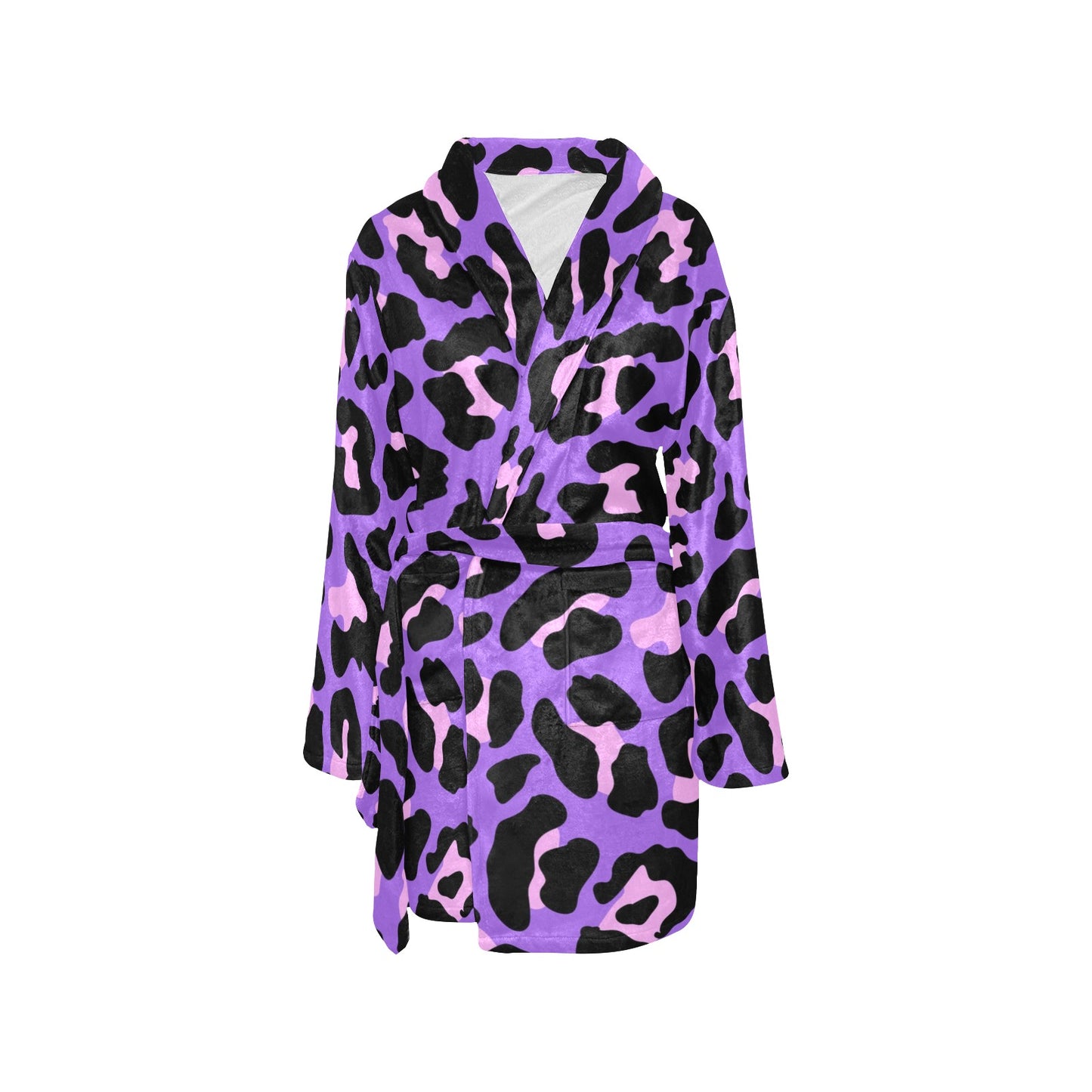 Cheetah Purple Neon Print Pattern Women's Fleece Robe