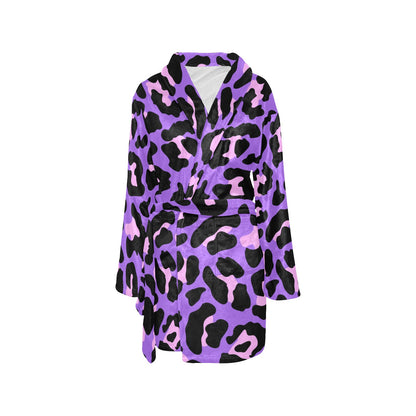 Cheetah Purple Neon Print Pattern Women's Fleece Robe
