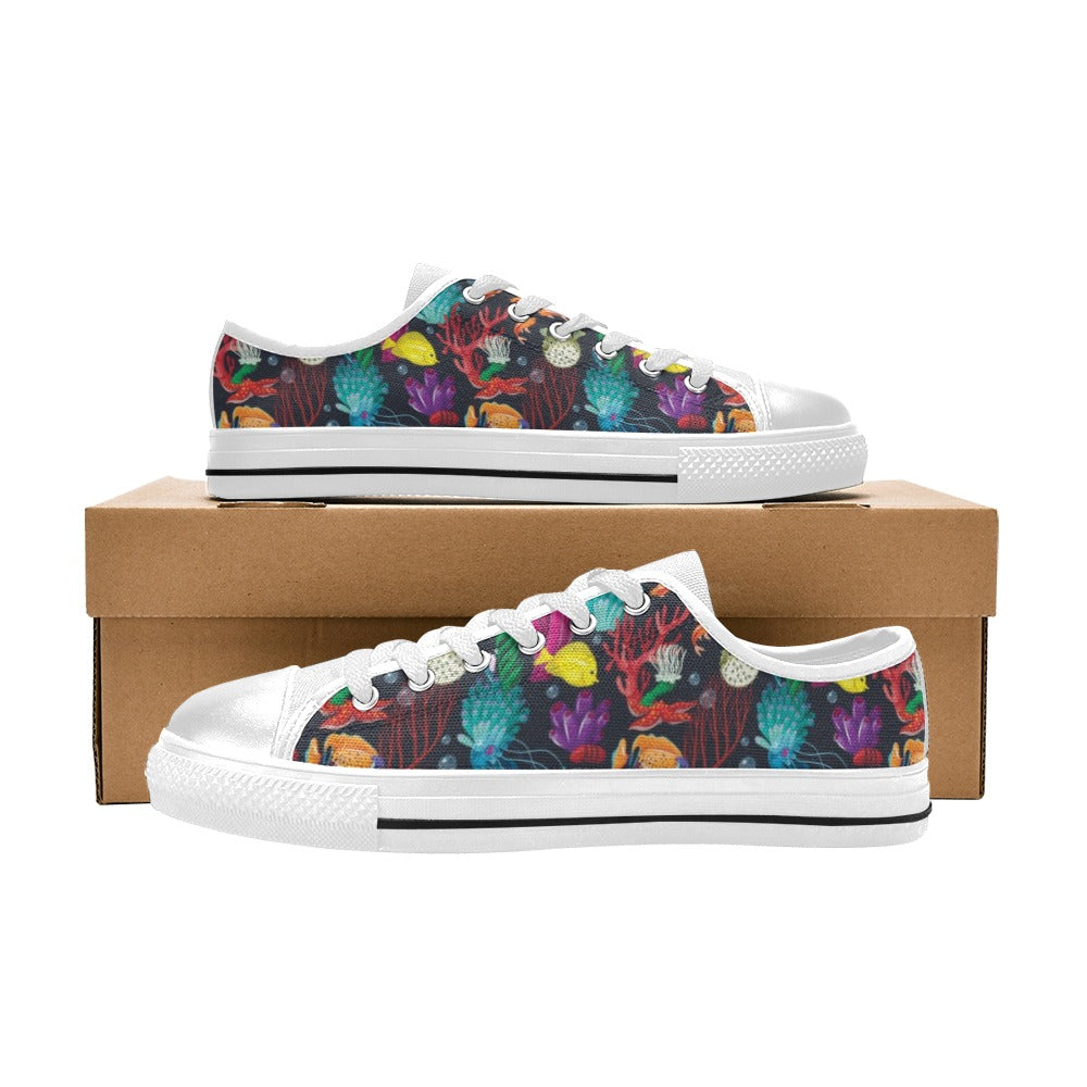 Underwater Cute Print Design LKS303 Women's White Low Top Shoes