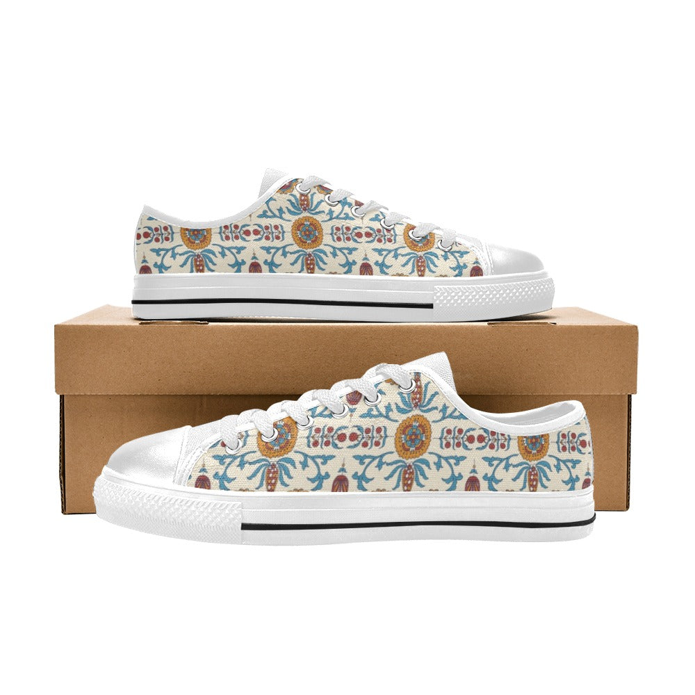 Suzani Print Design LKS301 Women's White Low Top Shoes