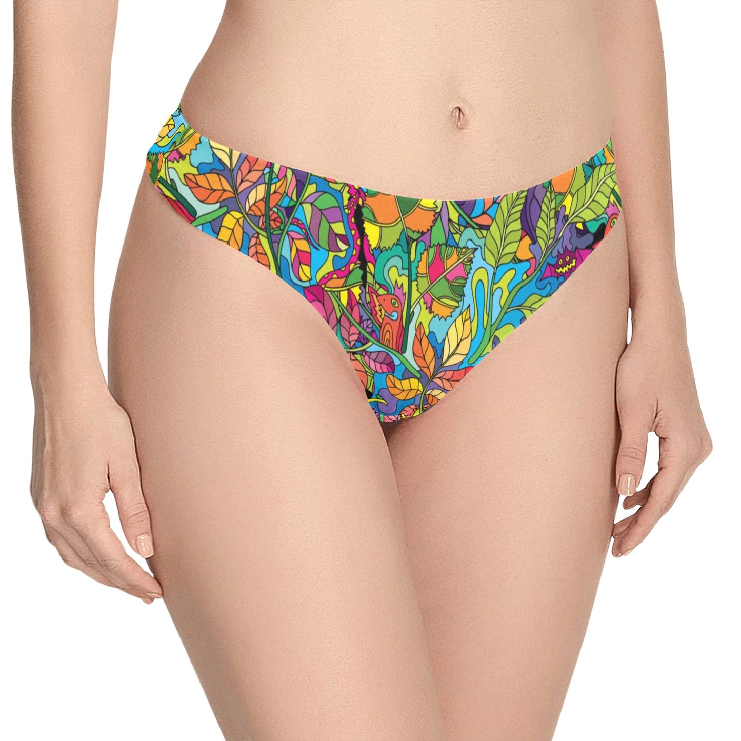 Psychedelic Trippy Flower Print Women's Thongs