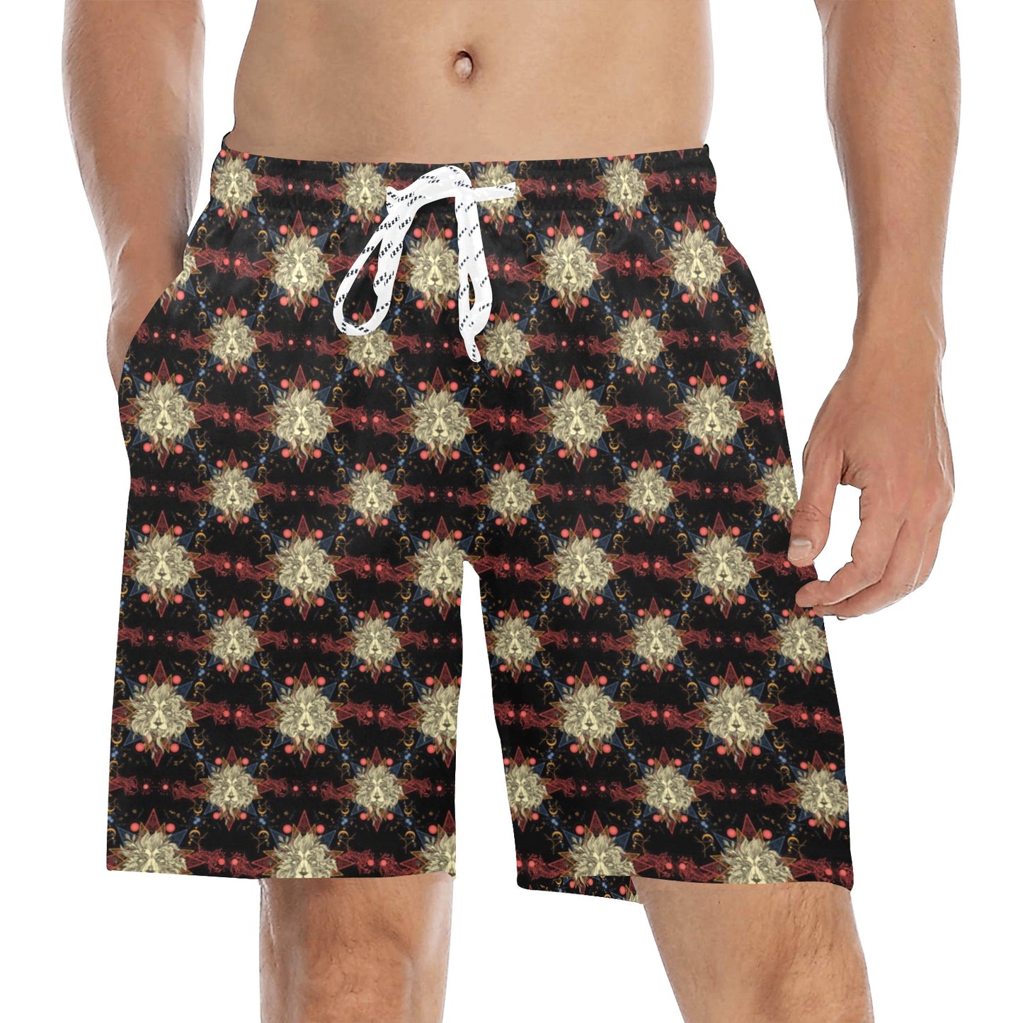 Zodiac Leo Pattern Design Print Men's Swim Trunks Beach Shorts