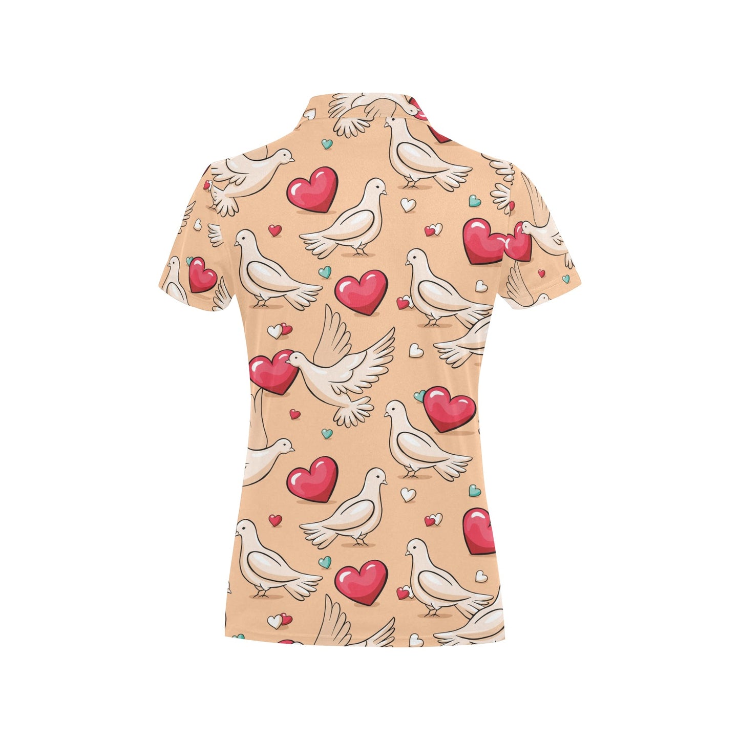 Pigeon Heart Pattern Print Design 04 Women's Polo Shirt