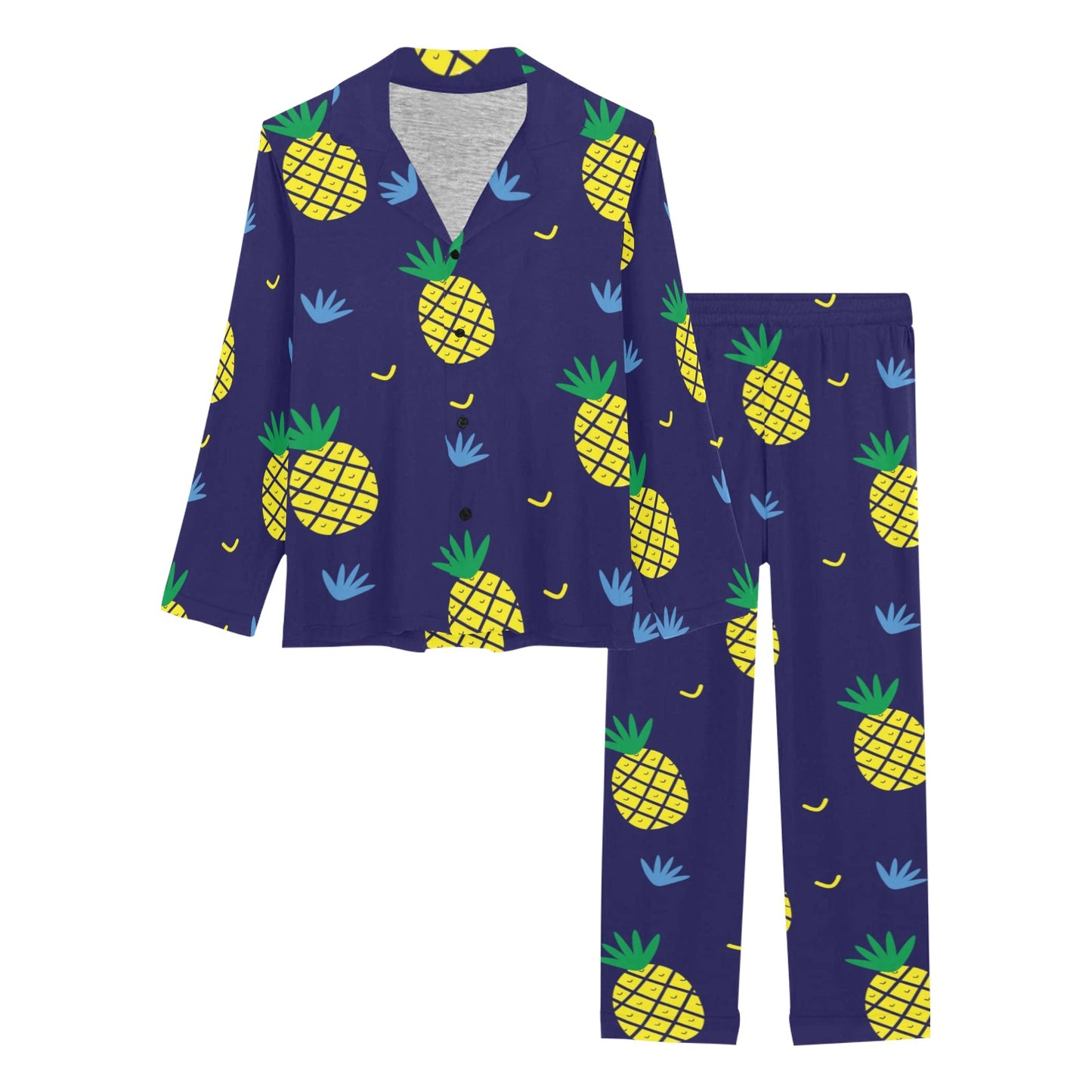 Pineapple Pattern Print Design A01 Women's Long Pajama Set
