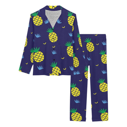 Pineapple Pattern Print Design A01 Women's Long Pajama Set