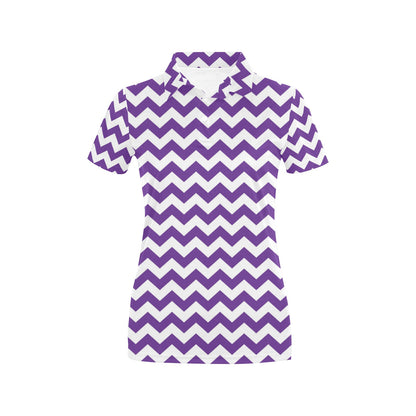 Chevron Purple Pattern Print Design 03 Women's Polo Shirt