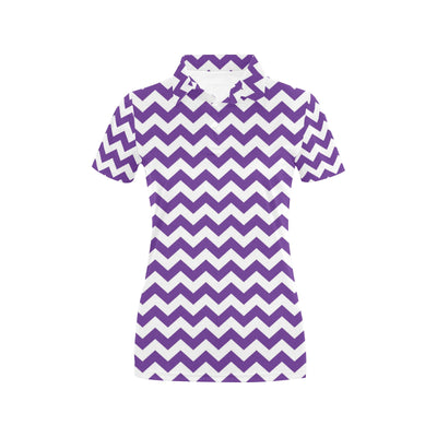 Chevron Purple Pattern Print Design 03 Women's Polo Shirt