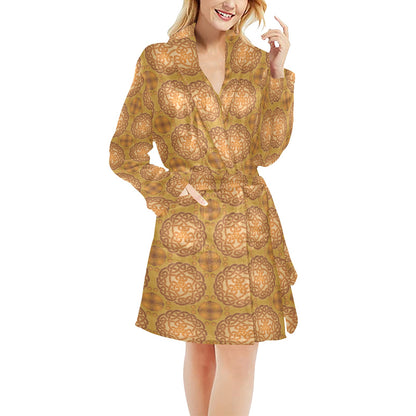 Celtic Pattern Print Design 01 Women's Fleece Robe