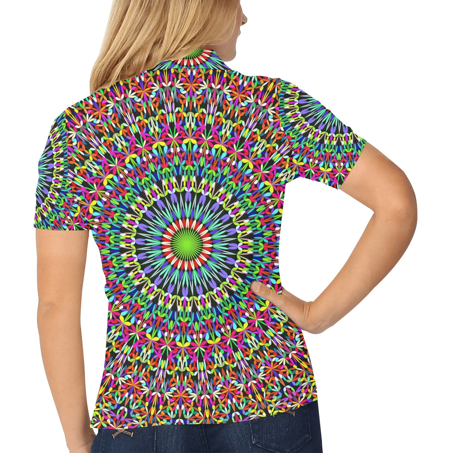 Bohemian Colorful Style Print Women's Polo Shirt