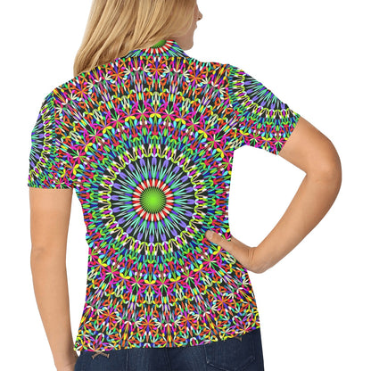 Bohemian Colorful Style Print Women's Polo Shirt