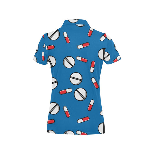 Pill Pattern Print Design A05 Women's Polo Shirt