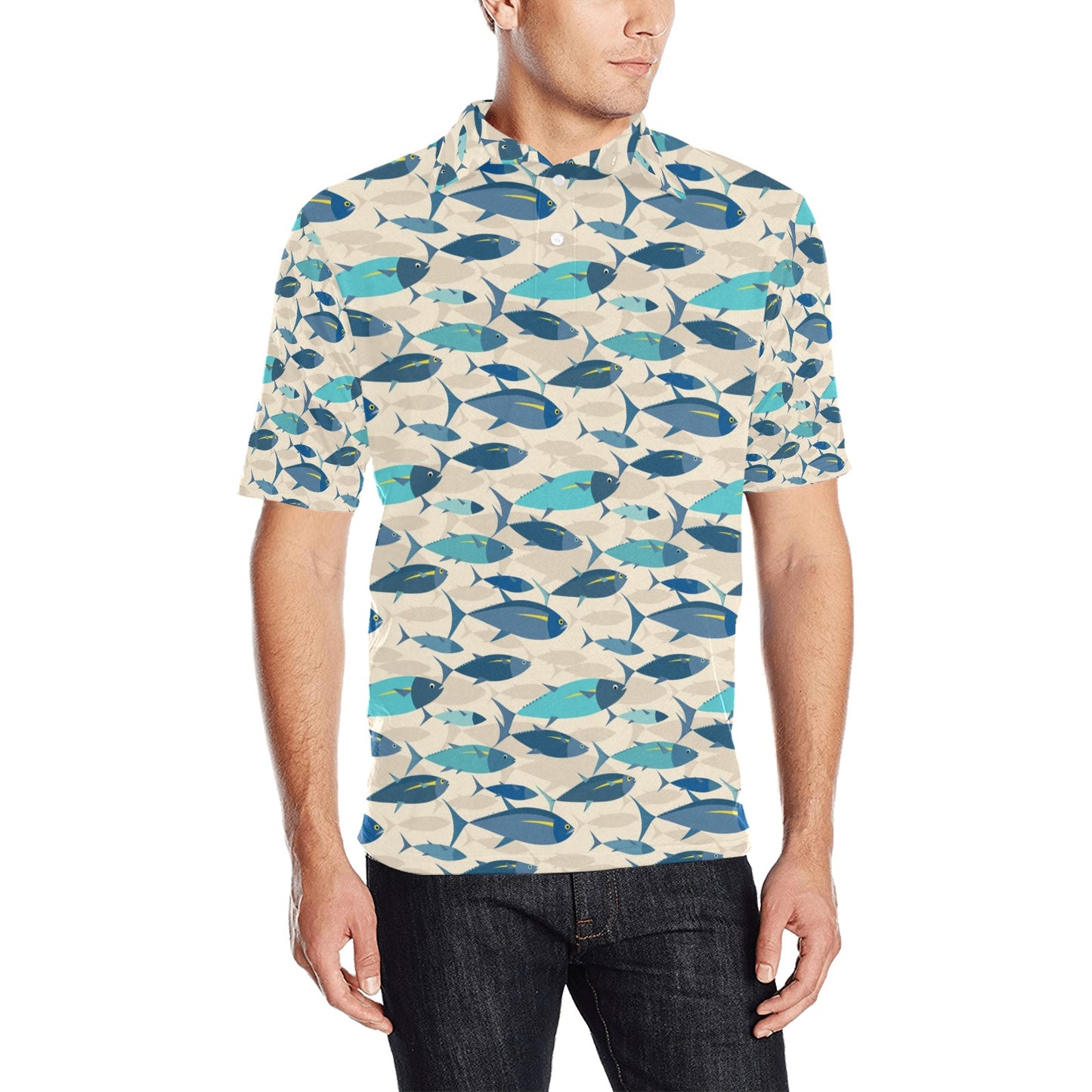 Tuna Fish Print Design LKS302 Men Polo Shirt