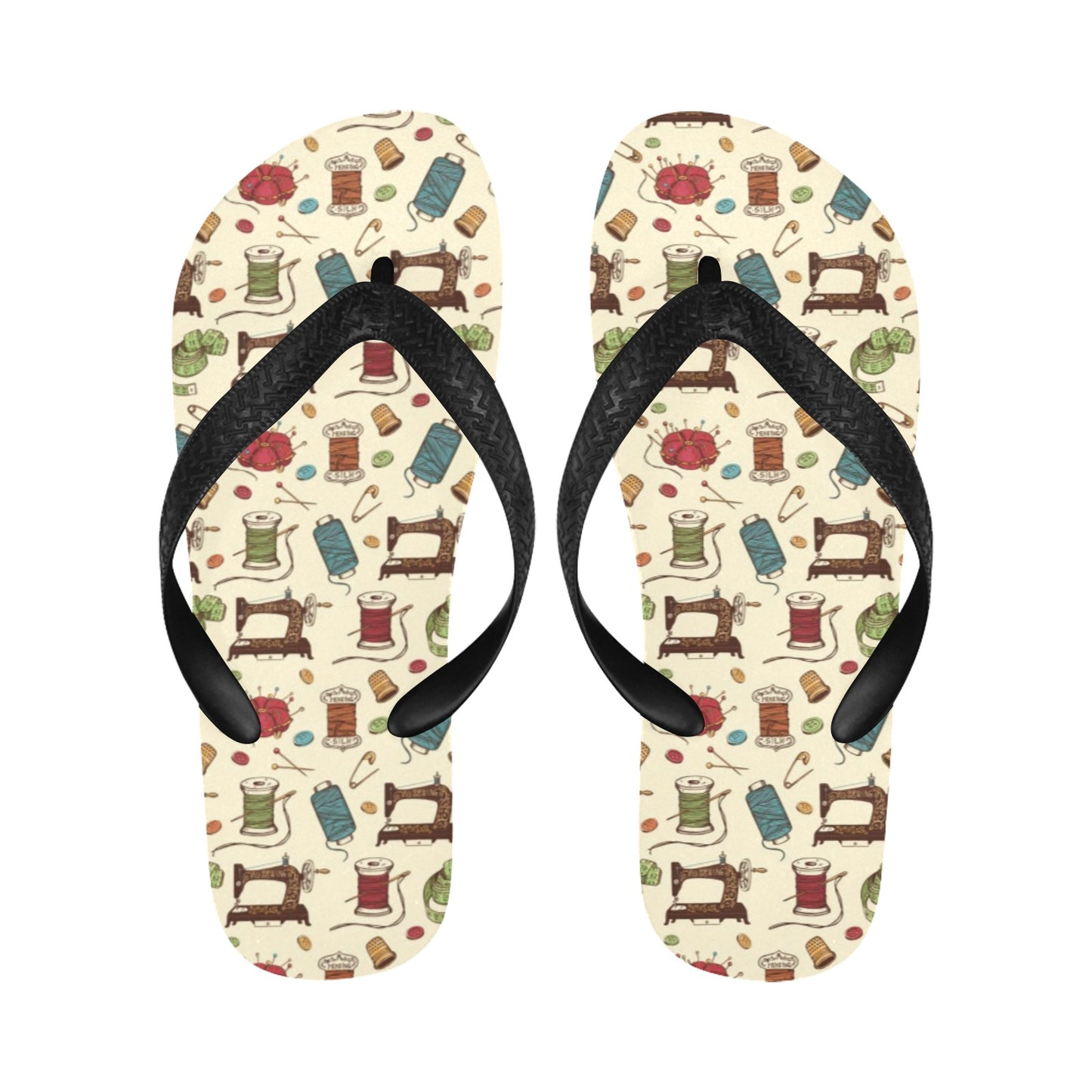 Sewing Equipment Print Design LKS303 Flip Flops